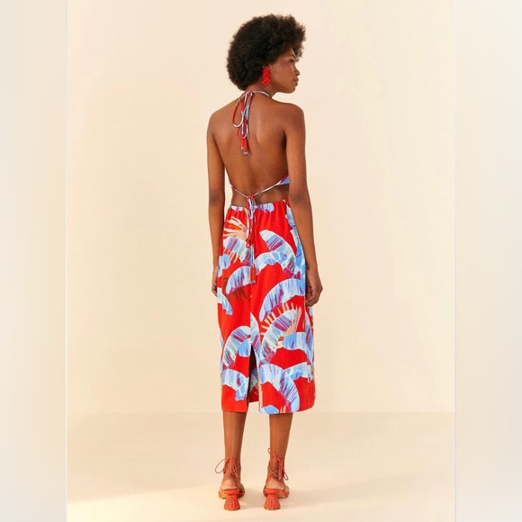 Farm Rio Red Sweet Jungle Cut Out Midi Dress - Picture 5 of 10